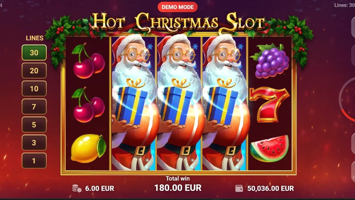 Hot Christmas Slot গেমের ইন্টারফেস এবং উৎসবমুখর ডিজাইন